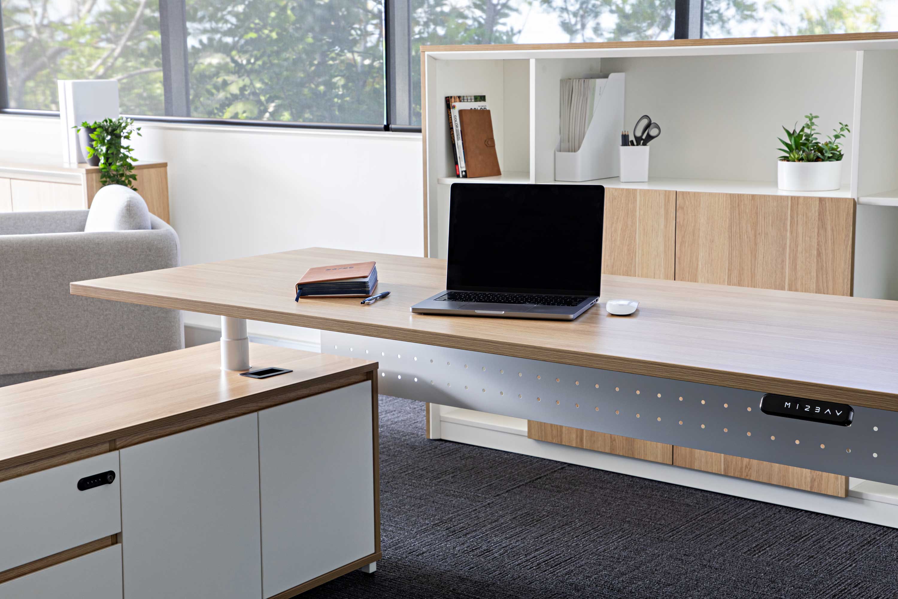 Modern ergonomic office chair in a bright workspace