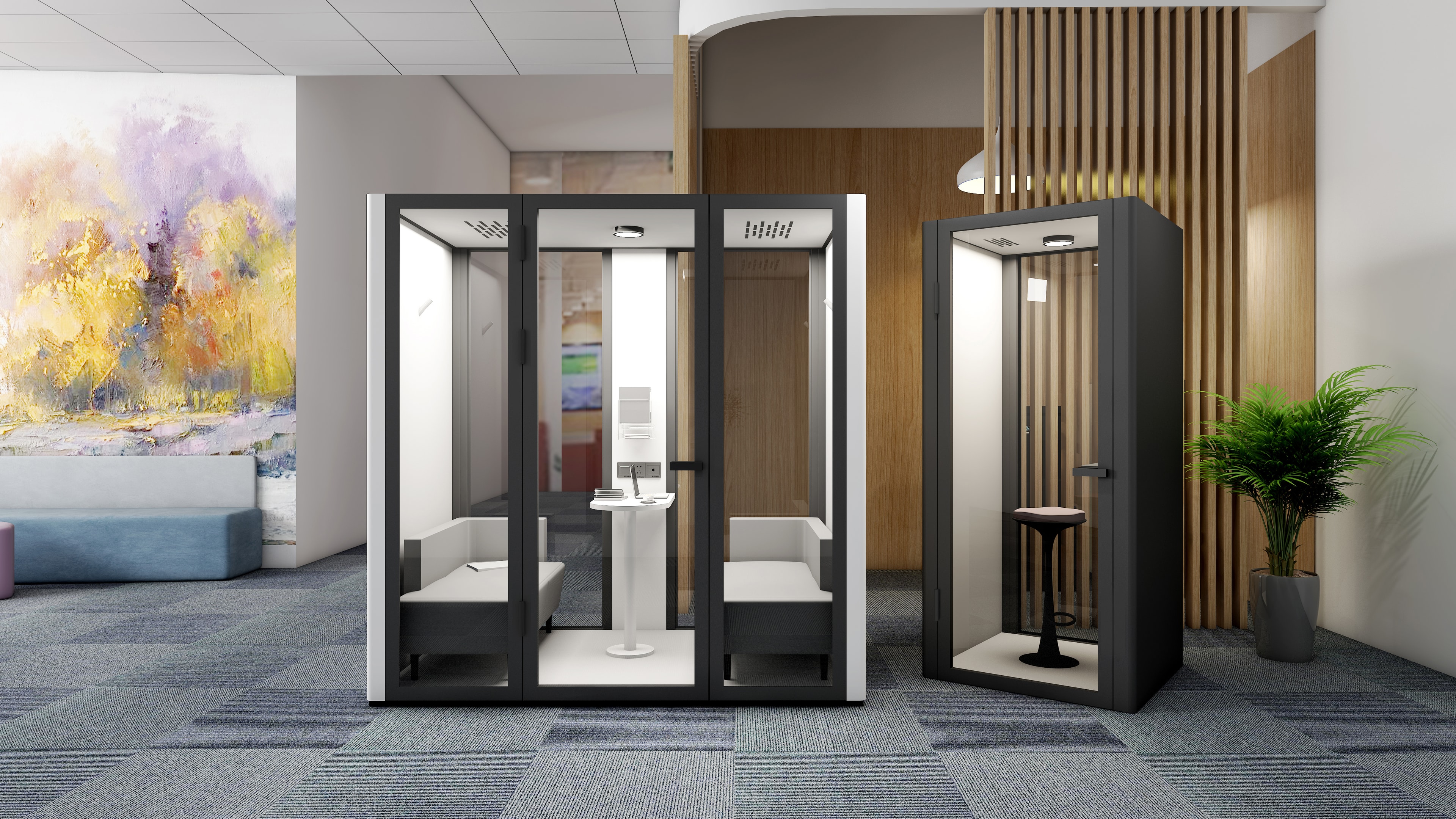 Acoustic pod for government office privacy spaces