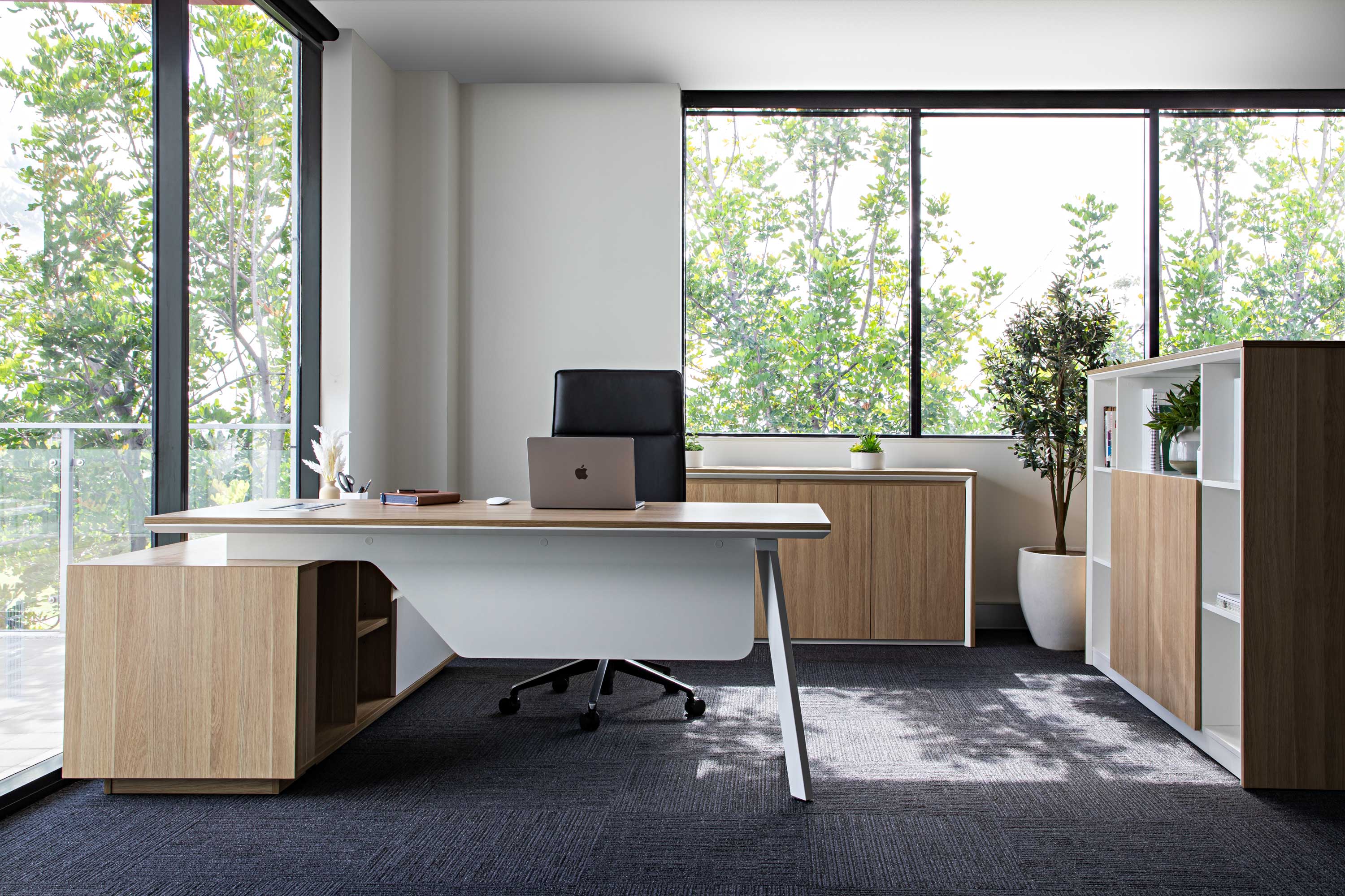 Modern office lounge and workstation area